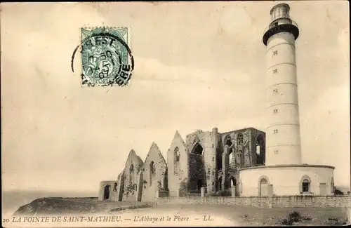 Ak Plougonvelin Finistère, Pointe de Saint Mathieu, Abbaye et le Phare