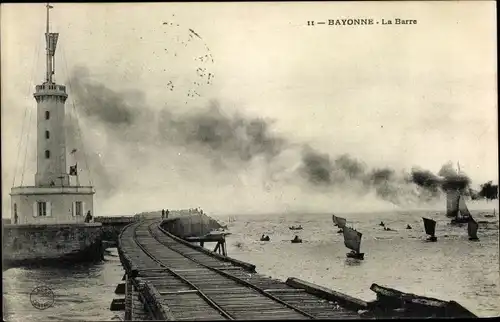 Ak Bayonne Pyrénées Atlantiques, La Barre, le Phare, Leuchtturm