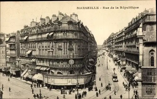Ak Marseille Bouches du Rhône, Rue de la Republique, Kino
