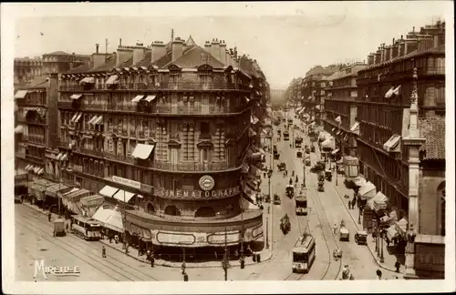 Ak Marseille Bouches du Rhône, Quai du Port et Rue de la Republique, Kino