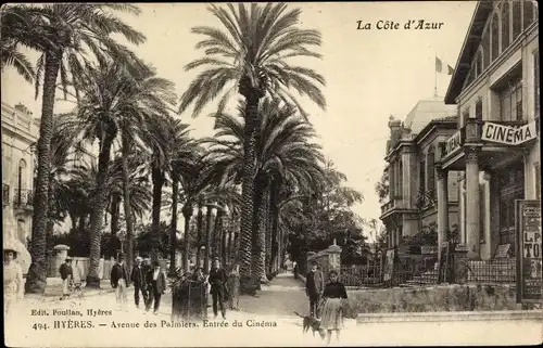 Ak Hyères Var, Avenue des Palmiers, entree du Cinema, Kino