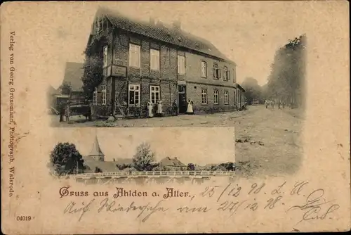 Ak Ahlden an der Aller, Teilansicht, Geschäftshaus