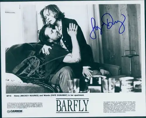 Mickey Rourke, Faye Dunaway, Barfly, Original Autogramme