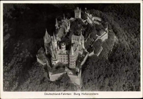 Ak Zimmern Bisingen im Zollernalbkreis, Burg Hohenzollern, Fliegeraufnahme