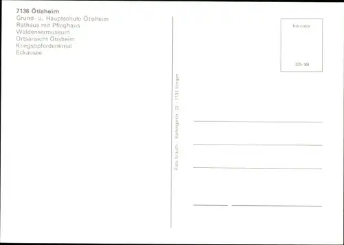 Ak Oetisheim Ötisheim im Enzkreis Württemberg, Grund- und Hauptschule, Rathaus, Denkmal