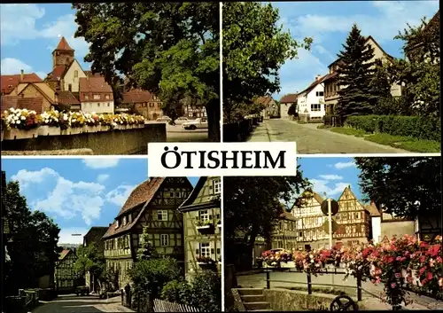 Ak Oetisheim Ötisheim im Enzkreis Württemberg, Stadtansichten, Turm, Fachwerkhäuser, Blumen