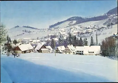 Ak Sasbachwalden im Schwarzwald, Blick auf den Ort, Winterszene