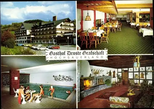 Ak Schmallenberg im Sauerland, Gasthof Droste Grafschaft, Innenansicht, Schwimmbad