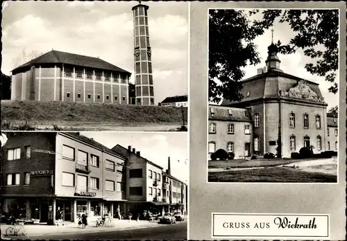 Ak Wickrath Mönchengladbach am Niederrhein, Kirche, Ortsansichten, Straßenansicht