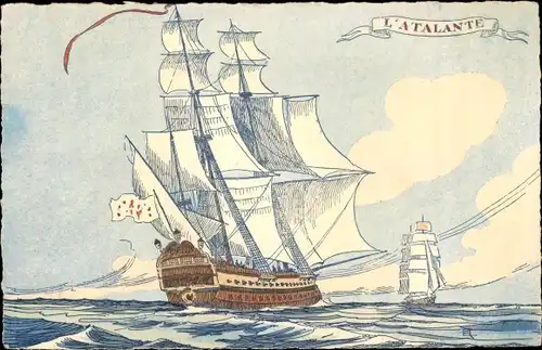 Ak Segelschiff L'Atalante, Meer, Wellen