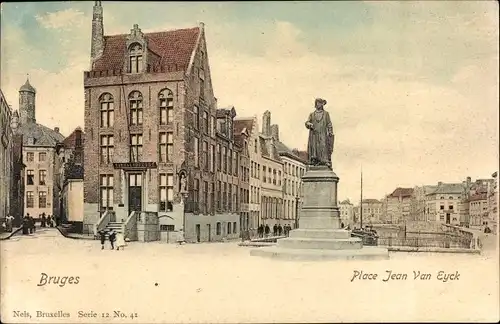 Ak Bruges Brügge Flandern Westflandern, Place Jean Van Eyck