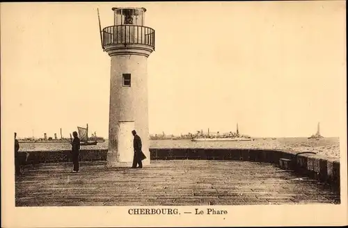 Ak Cherbourg Manche, Le Phare, Leuchtturm