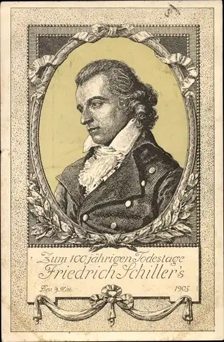 Passepartout Ak Schriftsteller Friedrich von Schiller, Portrait