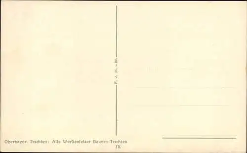 Ak A wichtige Sach, Oberbayerische Trachten, Alte Werdenfelser Bauerntrachten