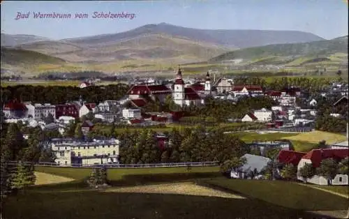 Ak Cieplice Śląskie Zdrój Bad Warmbrunn Riesengebirge Schlesien, Panorama vom Scholzenberg