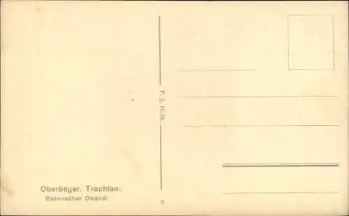 Ak Oberbayerische Trachten, Garmischer Deandl