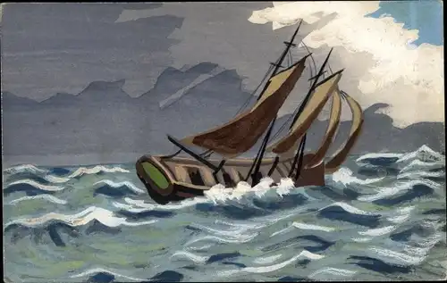 Ak Segelboot auf dem Meer