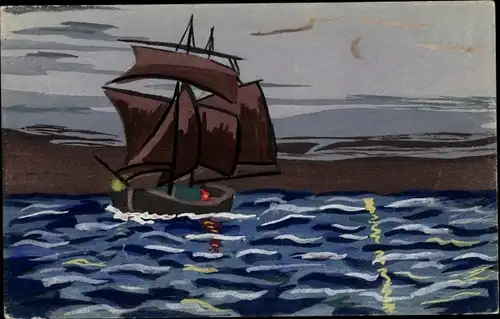 Ak Segelboot auf dem Meer
