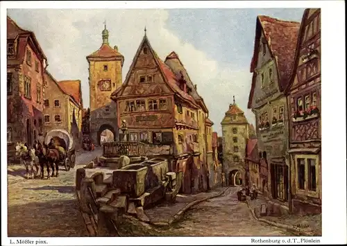 Künstler Ak Mößler, L., Rothenburg ob der Tauber Mittelfranken, Plönlein