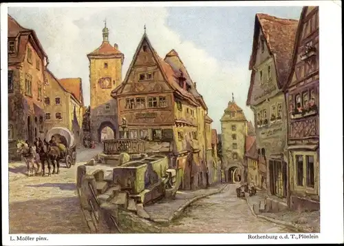 Künstler Ak Mößler, L., Rothenburg ob der Tauber Mittelfranken, Plönlein