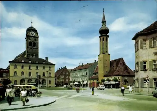 Ak Erding in Oberbayern, Schrannenplatz, Sparkasse