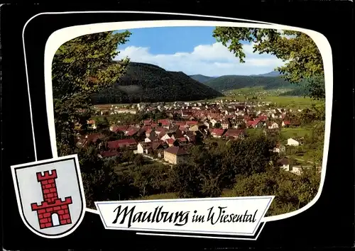 Ak Maulburg im Wiesental Südschwarzwald, Totale vom Ort, Wappen