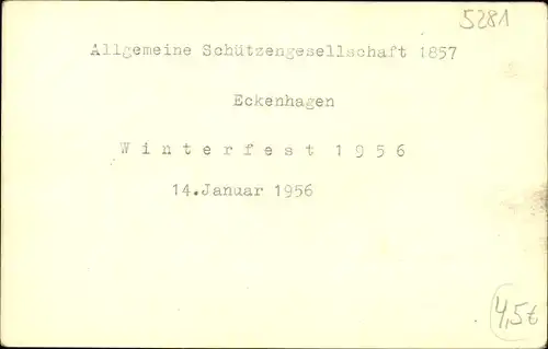 Foto Ak Eckenhagen im Oberbergischen Kreis, Allgemeine Schützengesellschaft, Winterfest 1956