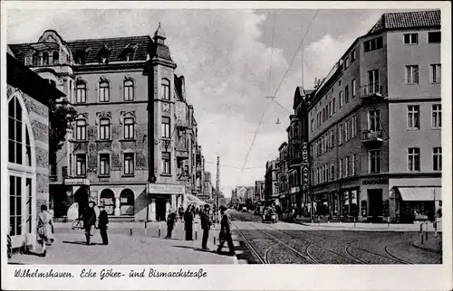 Ak Wilhelmshaven in Niedersachsen, Ecke Göker- und Bismarckstraße