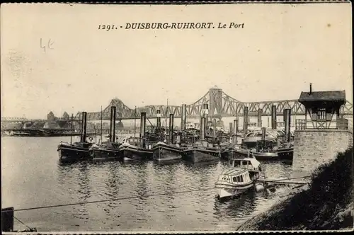 Ak Duisburg im Ruhrgebiet, Le Port, Boote, Hafen