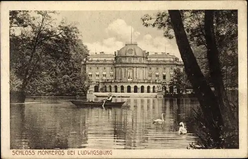 Ak Ludwigsburg in Baden Württemberg, Seeschloss Monrepos, Ruderpartie