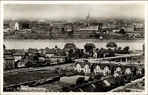 Ak Kehl am Rhein, Blick auf Straßburg