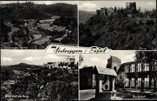 Ak Nideggen in der Eifel, Burghof, Burg, Rurtal