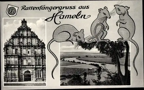 Ak Hameln an der Weser Niedersachsen, Rattenfängerhaus, Ratten