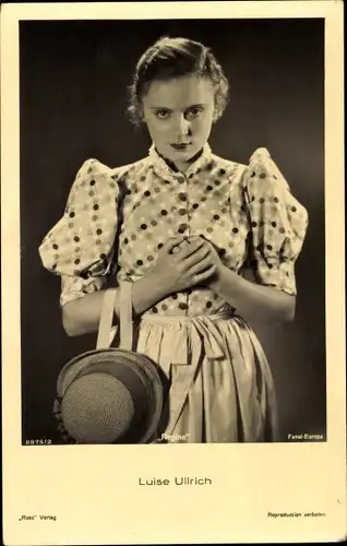Ak Schauspielerin Luise Ullrich, Portrait, Kleid, Strohhut
