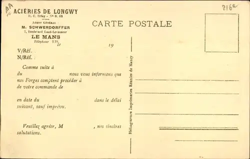 Ak Longwy Meurthe et Moselle, Acieries de Longwy, Blooming III