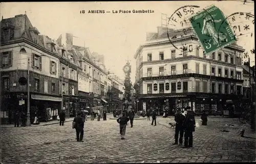 Ak Amiens Somme, Place Gambetta