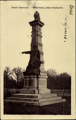 Ak Albert Somme, Monument, Place Faidherbe