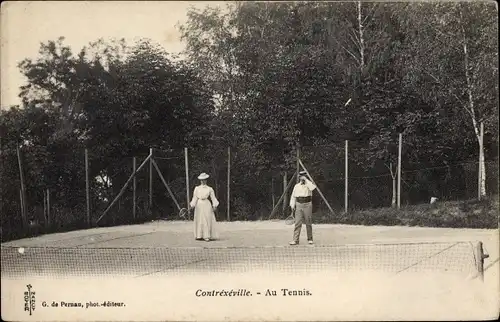 Ak Contrexéville Lothringen Vosges, Au Tennis