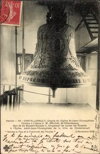 Ak Châtellerault Vienne, Cloche de l'Eglise St. Jean l'Evangeliste