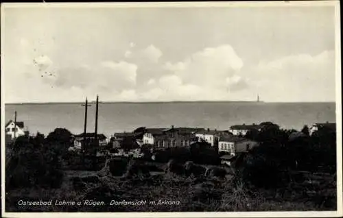 Ak Lohme auf Rügen, Dorfansicht, Leuchtturm Arkona