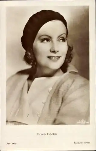 Ak Schauspielerin Greta Garbo, Portrait, Ross