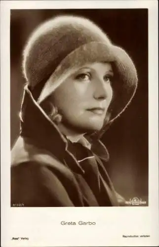 Ak Schauspielerin Greta Garbo, Portrait, Ross 4132/1
