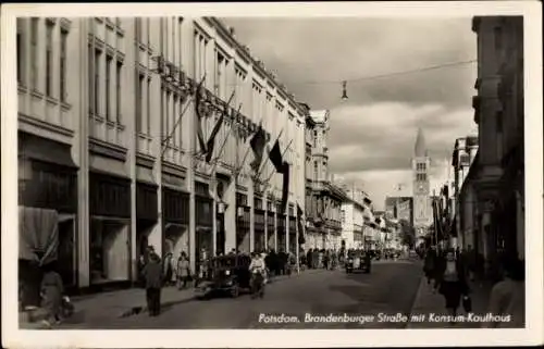 Ak Potsdam in Brandenburg, Brandenburger Straße mit Konsum Kaufhaus