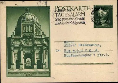 Ganzsachen Ak Berlin Mitte, Eingang zum Schlossmuseum, Deutsche Goldschmiedekunst, 6 + 4 Pfennig