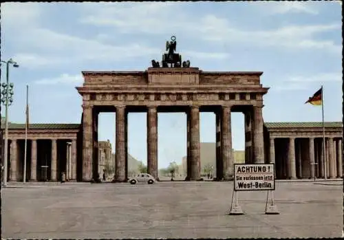 Ak Berlin Mitte, Brandenburger Tor, Innerdeutsche Grenze