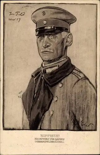 Künstler Ak Erler, Kronprinz Rupprecht von Bayern, Portrait