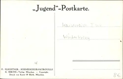 Künstler Ak Flechtner, O., Schneeschuh Patrouille, Deutsche Soldaten in Uniformen, Jugend Postkarte