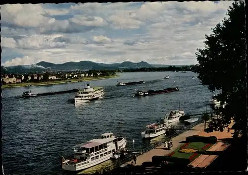 Ak Bonn am Rhein, Blick zum Siebengebirge, Rheinansicht