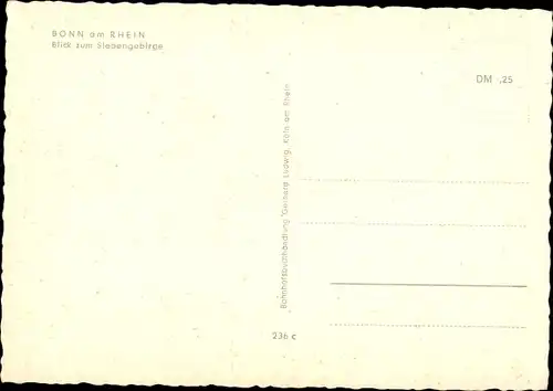 Ak Bonn am Rhein, Blick zum Siebengebirge, Rheinansicht