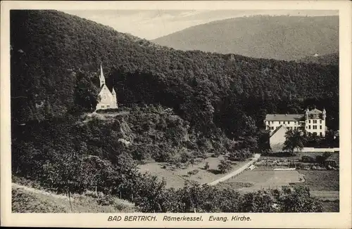 Ak Bad Bertrich an der Mosel Eifel, Römerkessel, Evangelische Kirche
